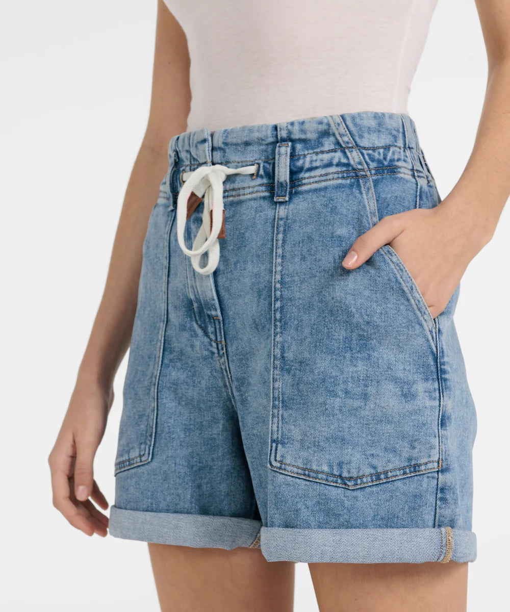 Denim short w/drawstring