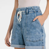 Denim short w/drawstring