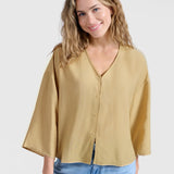 Flowy V-neck blouse with loose fit