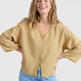 Flowy V-neck blouse with loose fit