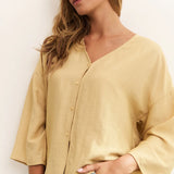 Flowy V-neck blouse with loose fit