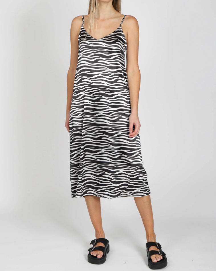 Helena Silk Maxi Slip Dress - Zebra
