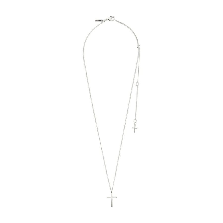 Daisy Cross Pendant Necklace - Silver