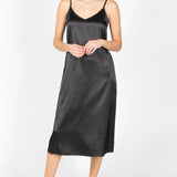 Helena Silk Maxi Slip Dress - Black