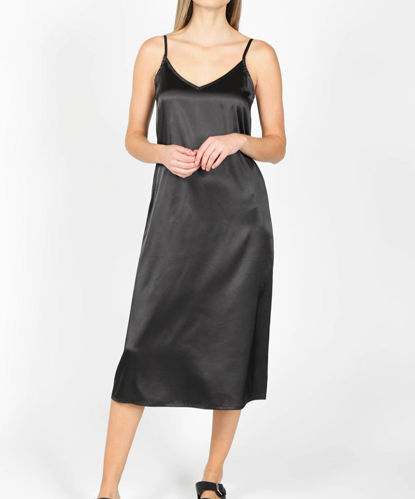 Helena Silk Maxi Slip Dress - Black