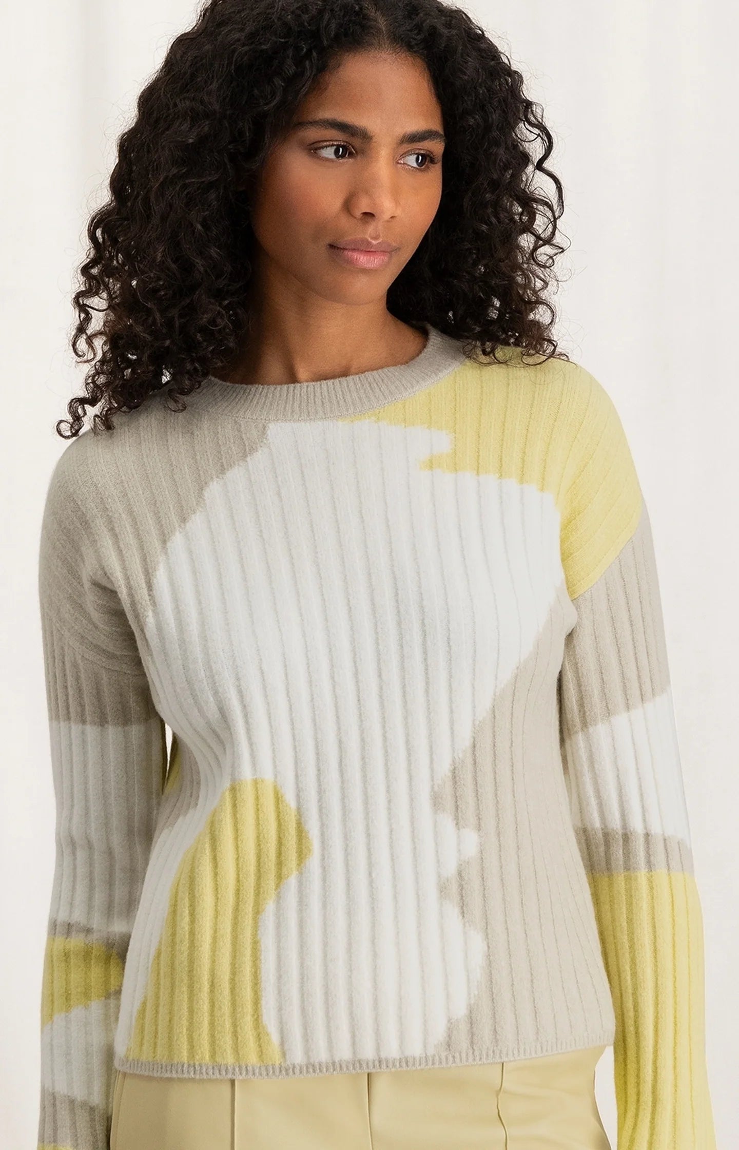 yaya jacquard sweater spring 2024 yellow 