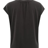 Jersey top w/ V-neck & pleated details