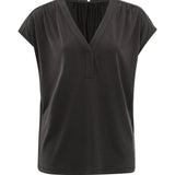 Jersey top w/ V-neck & pleated details