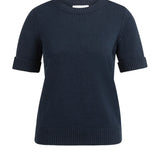 Knit sweater w/rolled sleeve