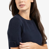 Knit sweater w/rolled sleeve