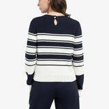 Knit sweater w/navy stripe