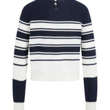 Knit sweater w/navy stripe