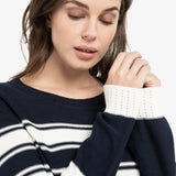 Knit sweater w/navy stripe