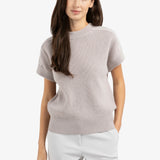 Knit top w/woven shoulder