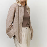 Leopard blouse w/ back buttons