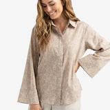 Leopard blouse w/ back buttons