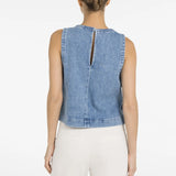 Sleeveless denim top w/ seam details