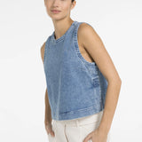 Sleeveless denim top w/ seam details