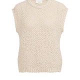 Sleeveless sweater w/ open-knit