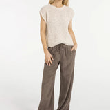 Sleeveless sweater w/ open-knit