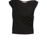 Sleeveless top w/twist shoulder