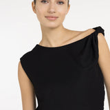 Sleeveless top w/twist shoulder