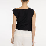 Sleeveless top w/twist shoulder