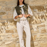 Sweatshirt w/rolled cuffs & draw string