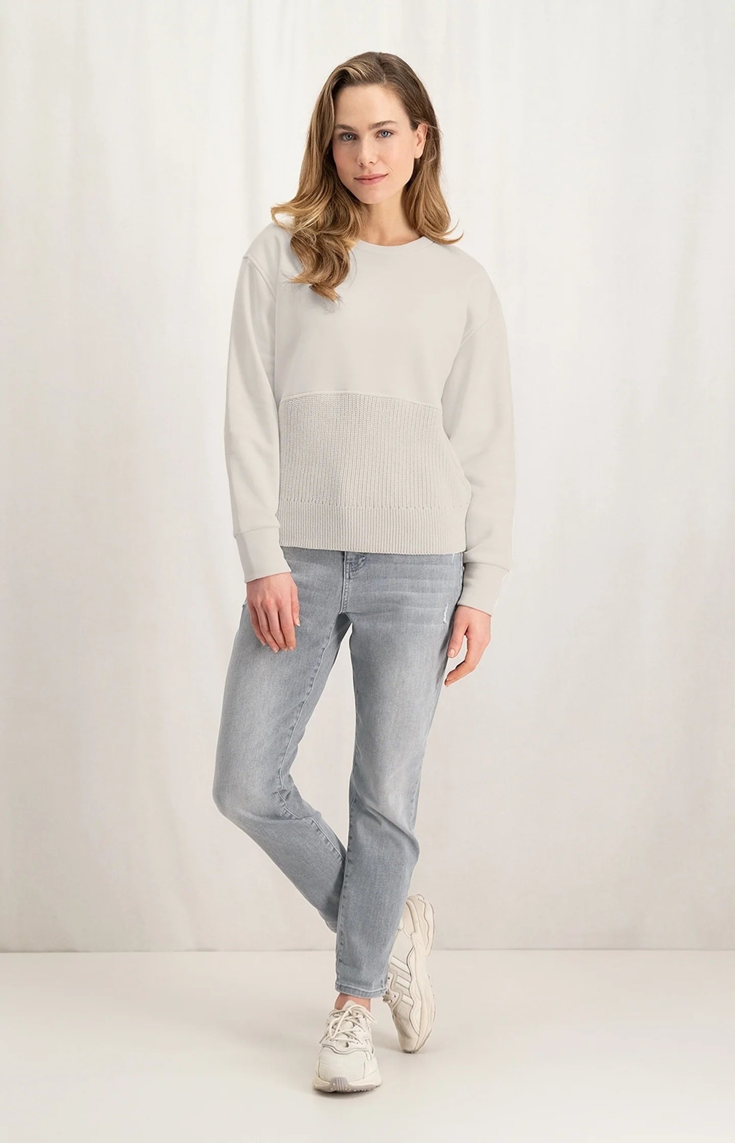 off white yaya sweatshirt with front knit panel style #01109050