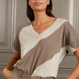 Diagonal wide stripe sweater