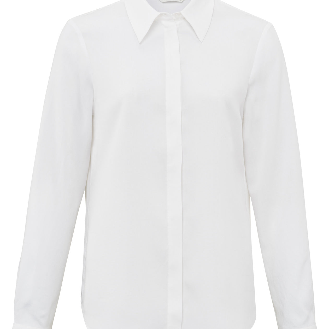 Spring 2024 Yaya soft poplin blouse in white classic basic button up front view