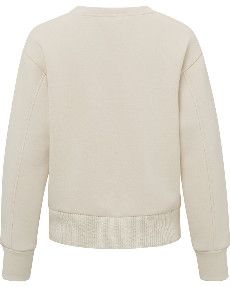 spring 2024 yaya sweatshirt with knit front panel style 01109050 Off White back view