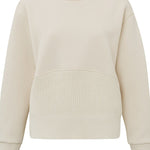 spring 2024 yaya sweatshirt with knit front panel style 01109050 Off White front view