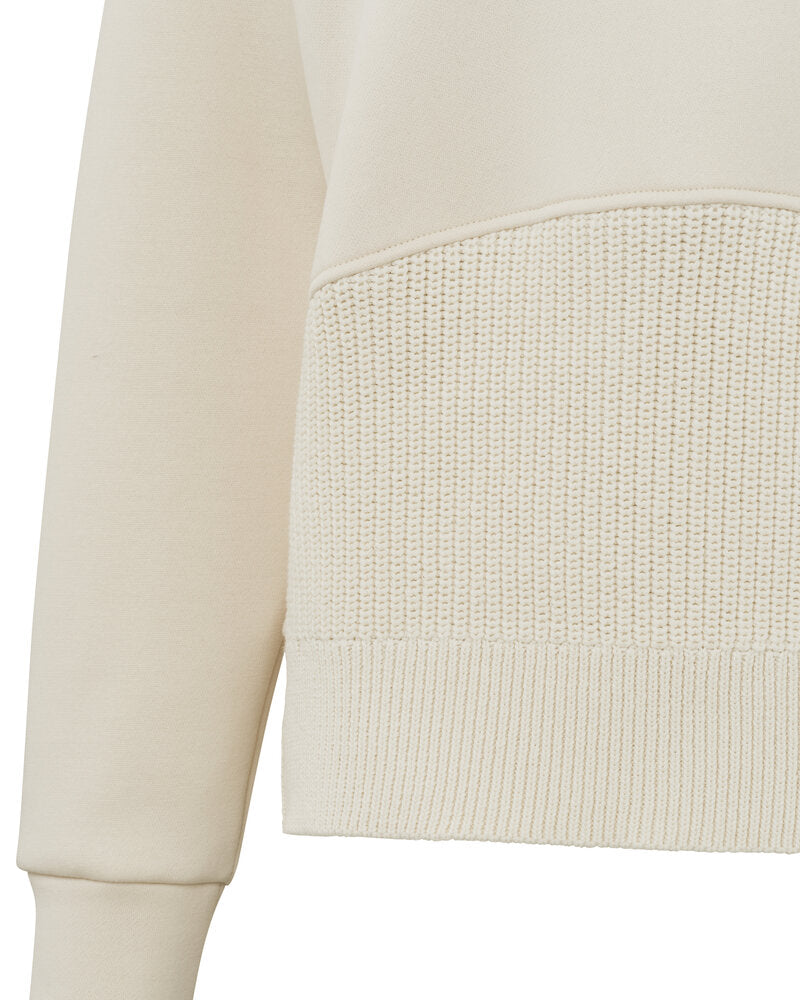 spring 2024 yaya sweatshirt with knit front panel style 01109050 Off White close up view