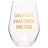 Santa's Favorite Helper Stemless Wine Glass