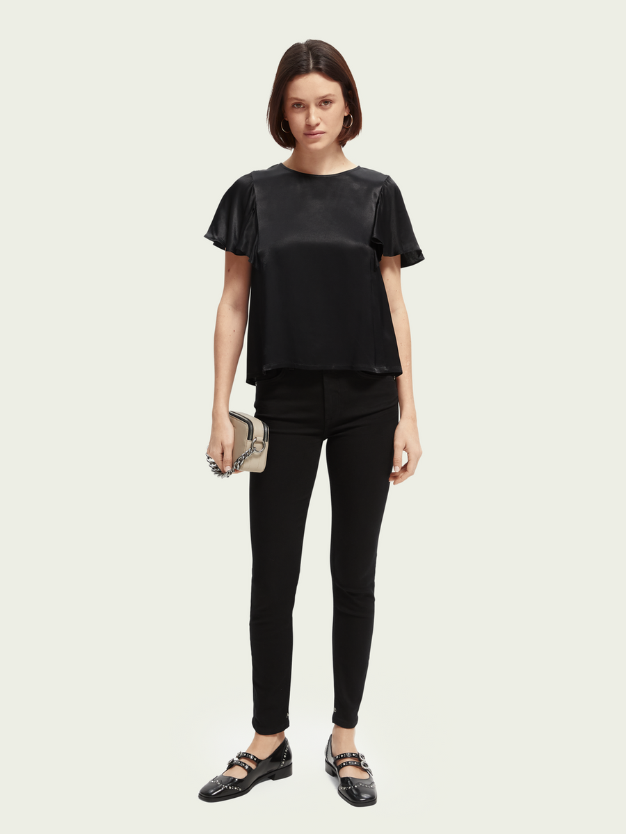 Top with flounce sleeves