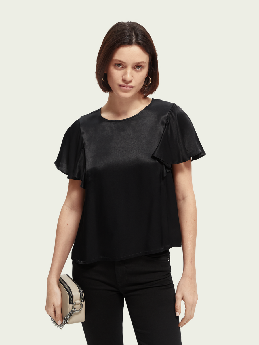 Top with flounce sleeves