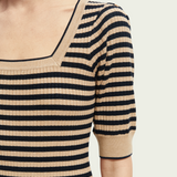 Short-sleeved rib knit dress