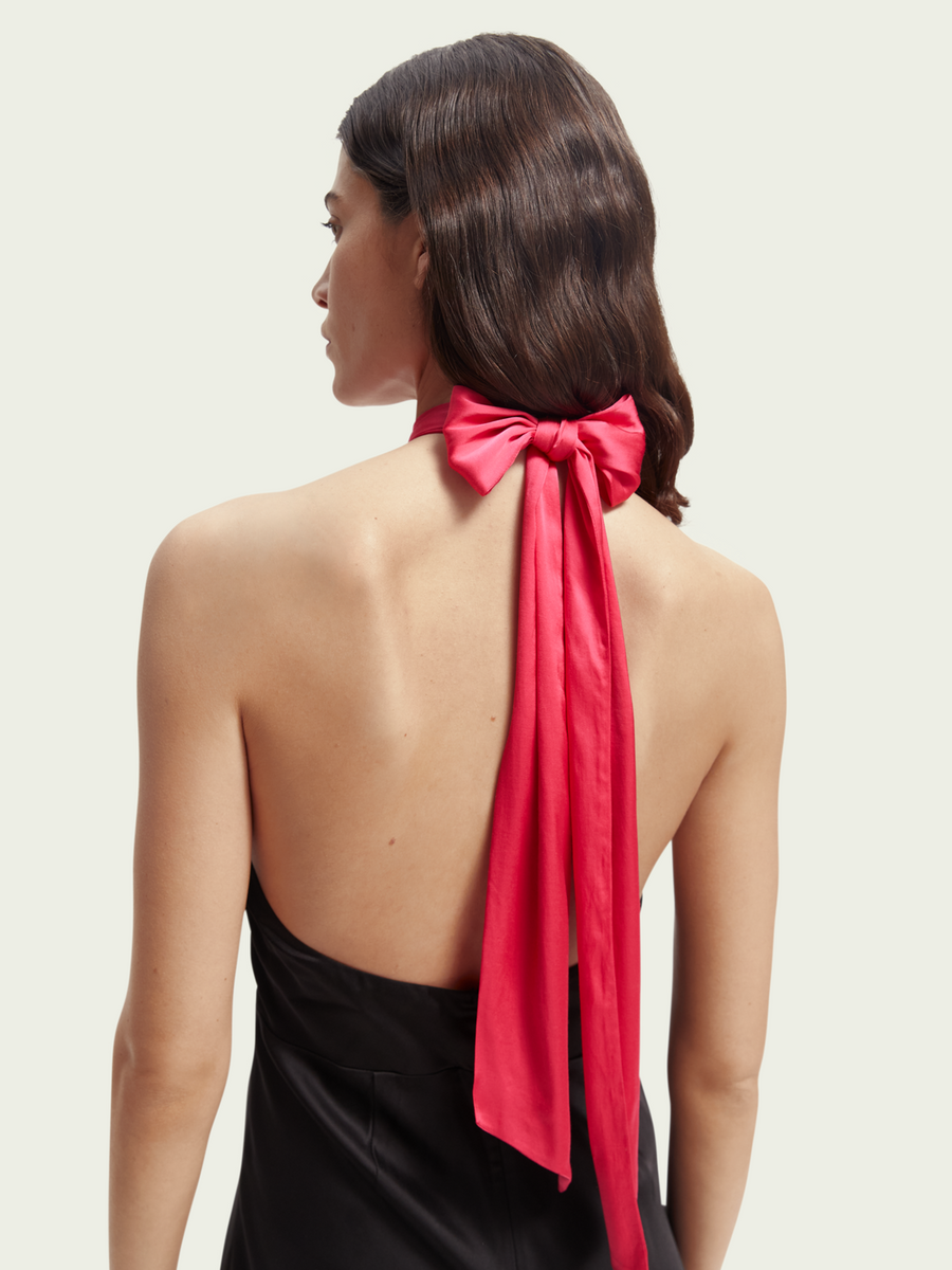 Midi Halter Dress with Scarf