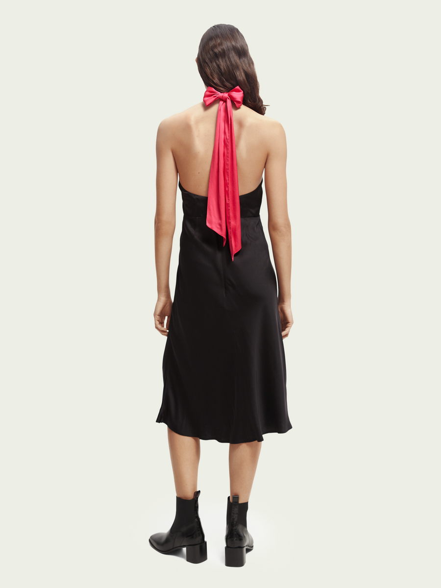 Midi Halter Dress with Scarf