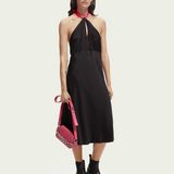Midi Halter Dress with Scarf