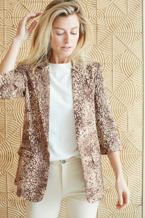 Printed Blazer 3/4 Sleeve