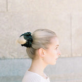 NATURAL VELVET EMERALD SCRUNCHIE - CLASSIC