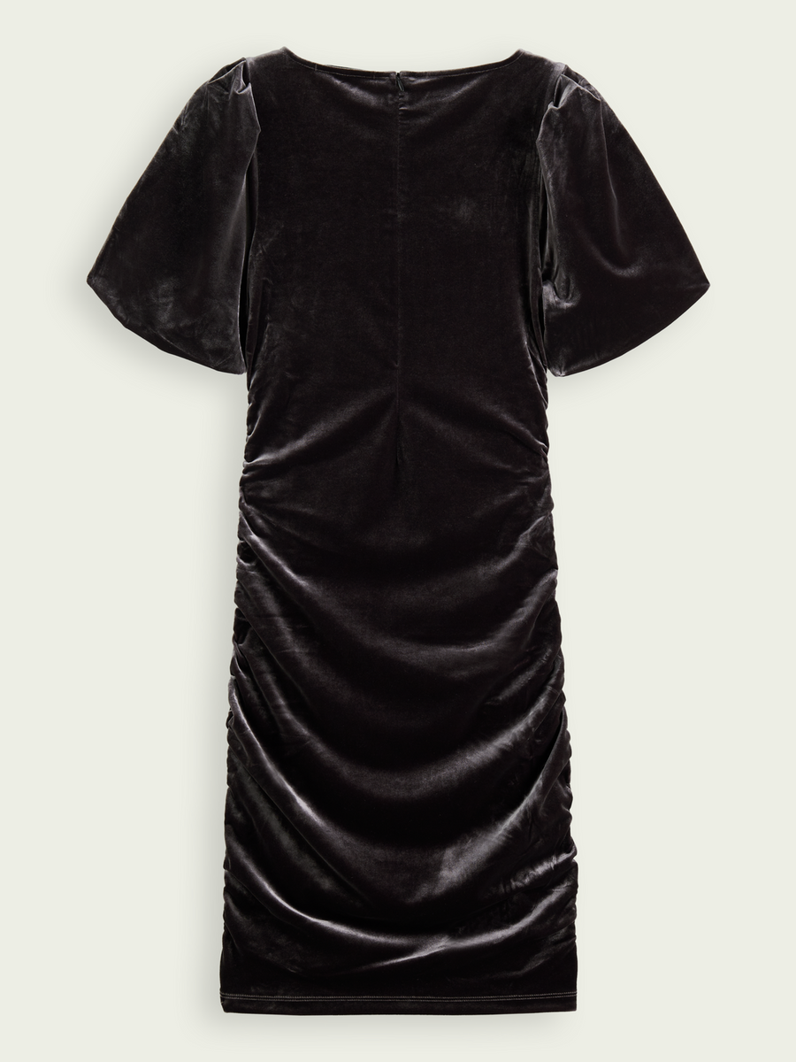 Puffed sleeved dress with gathering detail