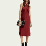 Midi Halter Dress with Scarf