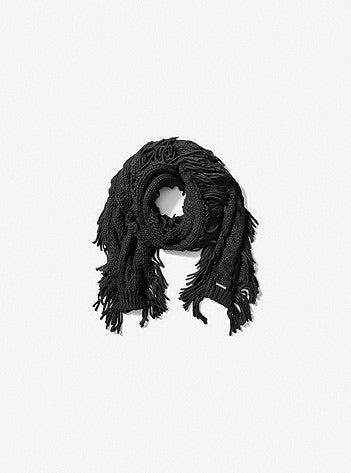 Fringed Cable-Knit Scarf