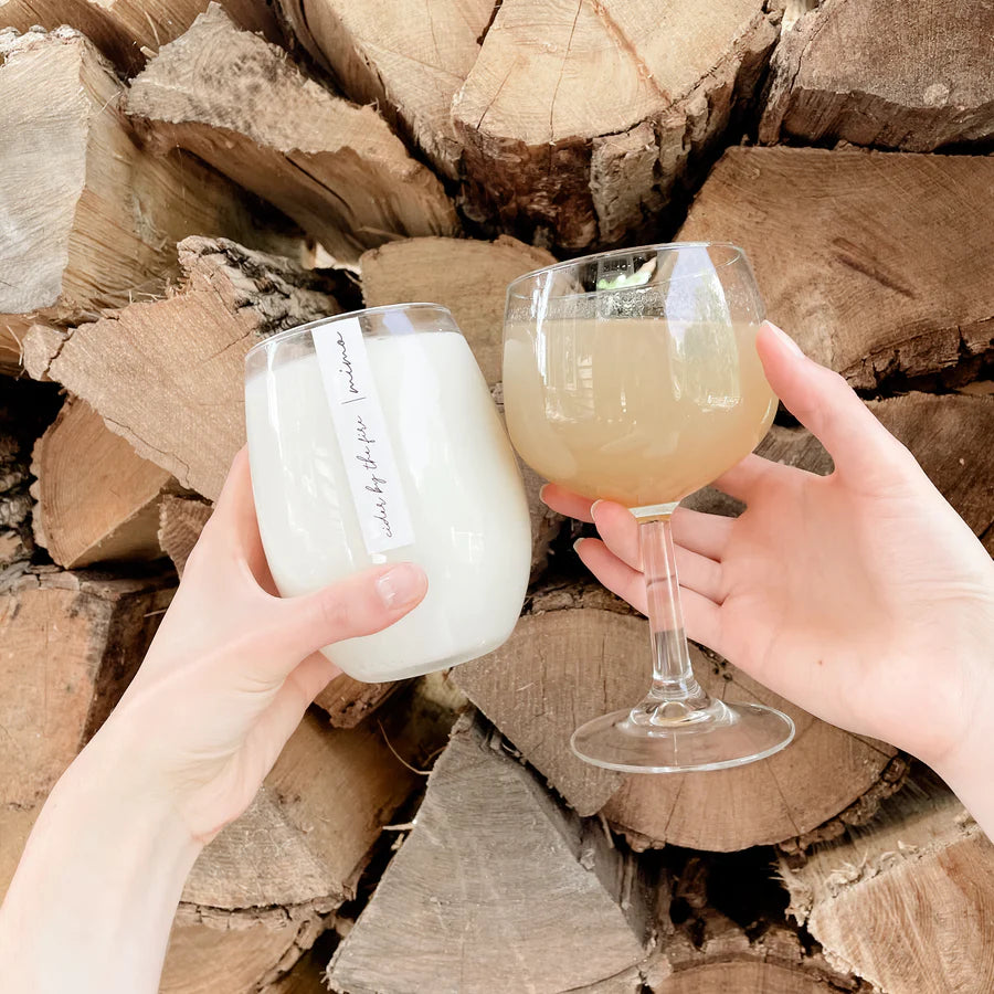 Cider By The Fire Wine Glass Candle