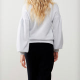 V-Neck Sweater with Balloon Sleeves