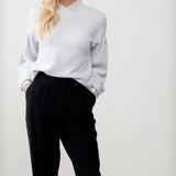 V-Neck Sweater with Balloon Sleeves