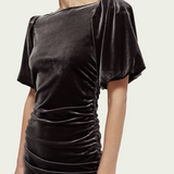 Puffed sleeved dress with gathering detail